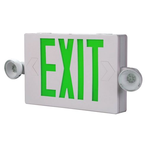Cooper lighting apch7g led exit sign with dual lights green letters 120v/277vac for sale