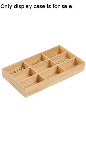 New 9 Section Natural Wood Finished Tray 15&#034;L x 8 1/2&#034;W x 2&#034;D