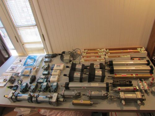 Huge pneumatic lot of cylinders &amp; parts!! lot of 57 various brands and numbers. for sale