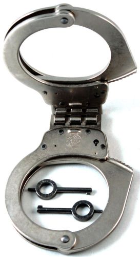 Smith &amp; Wesson Nickel Oversized Hinge Police Handcuffs Prison Restraints Bondage