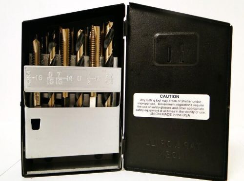 18 piece huot tap &amp; drill index set w/original metal case for sale
