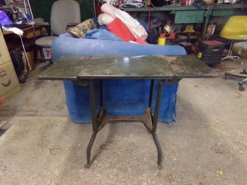 Vtg industrial steampunk metal folding typing table stand green for sale