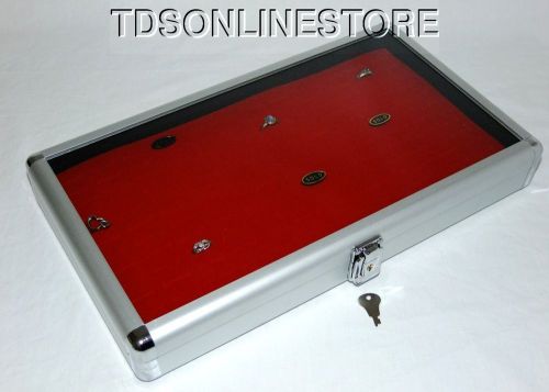 Aluminum Display Case With Glass Window For 144 Rings Red Insert