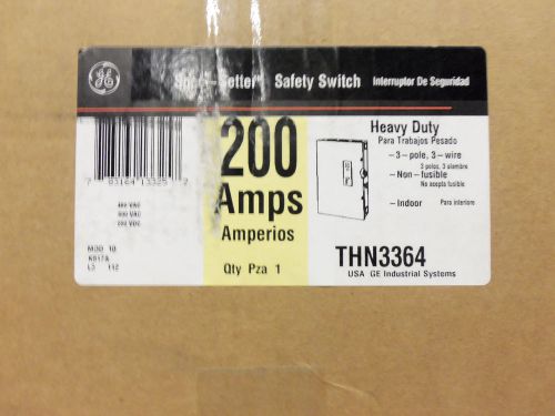 NEW GE THN3364 200 AMP 600V NON FUSIBLE SAFETY SWITCH DISCONNECT