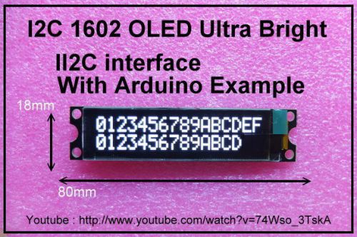 IIC / I2C 1602 16x2 OLED White Module Display - For Arduino / PIC / AVR / ARM
