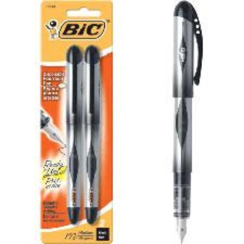 BIC Disposable Fountain Pen Medium 2 Pack Black
