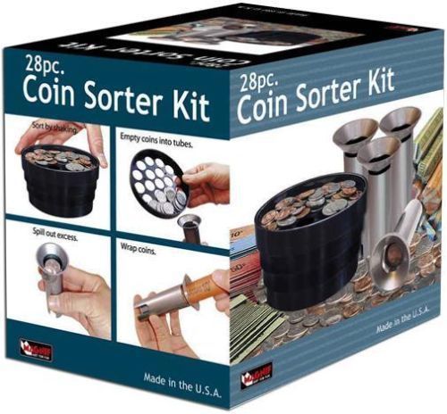 Coin Sorter Kit Money Change Tubes Roll Wrap Pennies Quarters Nickels Dimes