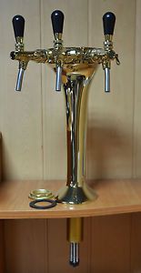 NEW! Beer Tap Faucet Draft  3 Lines Gold Tower keg Kegerator