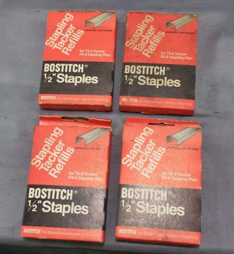 4 BOXES OF 1,000 BOSTITCH STAPLES STCR5019 1/2&#034; for T5-8 Tacker &amp; P4-8 Plier NOS