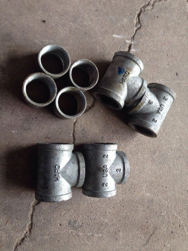 Ward 2&#034; galvanized threaded tee 4 pcs/2&#034; galvanized coupling 4pcs lot of 8 for sale