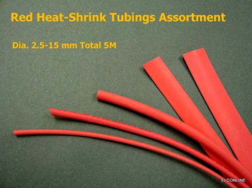 RED Heat-Shrinkable Tubing #A5# Assort Dia: 2.5mm-15mm  = 5M