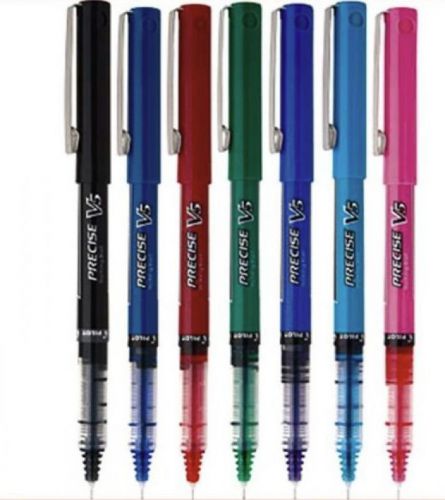 7 PILOT PRECISE V5  ASSORTED COLORS Gel Rollerball Pens 0.5 mm. XF Point