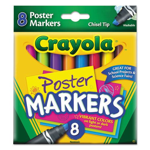Washable Poster Markers, Assorted, 8/Pk
