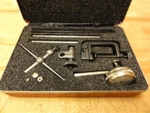 L.S. Starrett No. 196 Universal Dial Test Indicator Set with Case, .001&#034; Jeweled