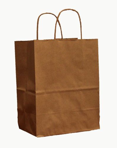 250 Bags Paper Cub Kraft Shopping 8” x 4 1/2” x 10 1/4” Retail Merchandise Gift
