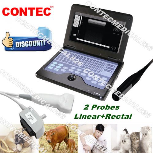Portable ultrasound scanner veterinary systems 7.5mhz linear probe+rectal probe for sale