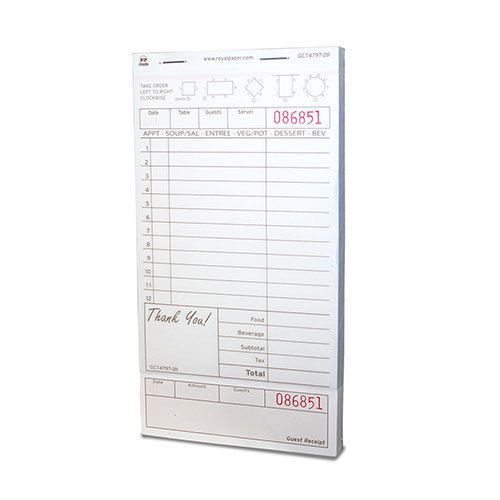 Royal Tan Guest Check Board, Carbonless 2 Part Booked, Case of 40 Books