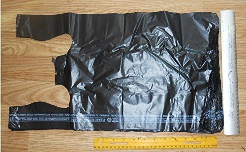 Black Opaque 1/6 T-shirt Bag Large 12 X 6 X 21 100 PCS 100 Bags with Suffocation