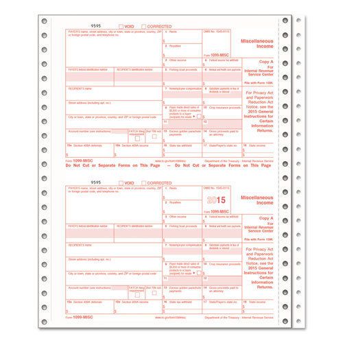 1099-MISC Tax Forms, 5-Part Carbonless, 8 x 5 1/2, 24 1099s &amp; 1 1096