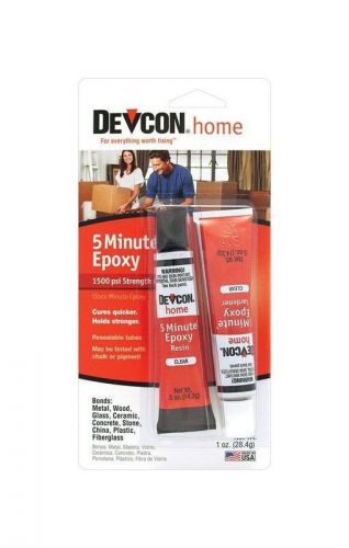 Devcon 20545 clear 5 minute epoxy high strength .5 oz waterproof glue adhesive for sale