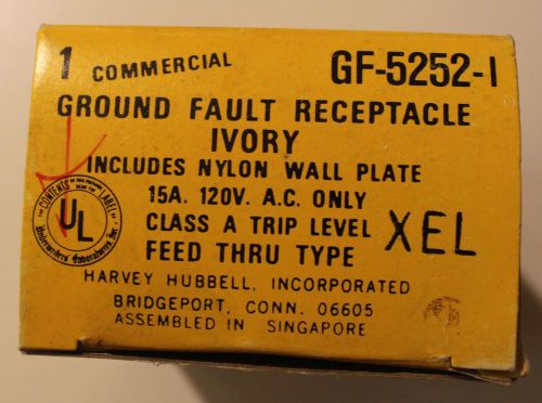 Hubbell commercial ground fault receptacle (gfi) gf-5252-ia  ivory for sale