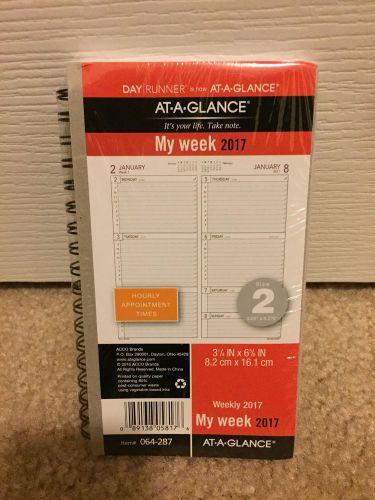 At-A-Glance Spiral Refill My Week 2017 Weekly Planner Pocket Hourly Times Size 2