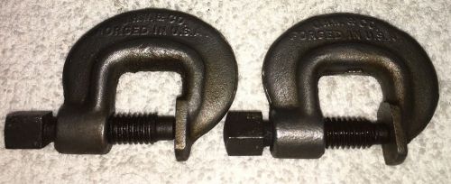 (2) vintage c clamps j. h. williams &amp; company vulcan no. 0 c-clamps for sale