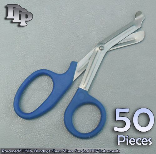 50 Paramedic Utility Bandage Shear Scissor 7.25&#034; Royal Blue Handle Surgical Inst