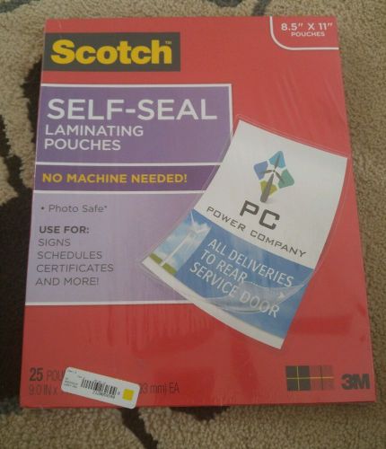 Scotch Self-Seal Letter Size Laminating Pouches  25 Pack