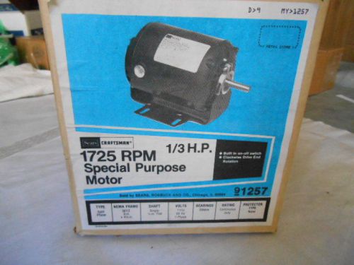 Craftsman Sears 1/3 HP Genreal Purpose Split Phase Motor # 113.12570 NOS