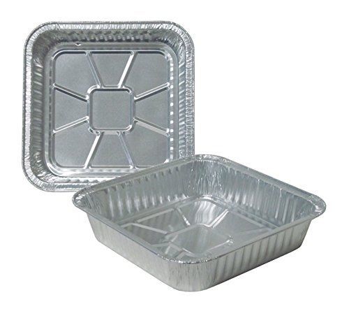 Durable Packaging 1100-30 Disposable Aluminum Square Cake Pan, 8&#034; x 8&#034; x 1-3/4&#034;