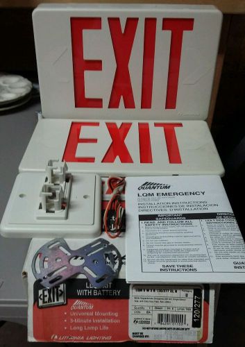Lithonia lighting led red exit sign quantum series lqm-s-w-3-r 120/277 for sale