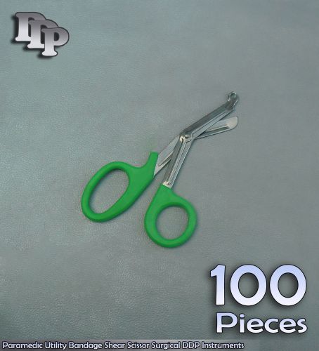 100 Paramedic Utility Bandage Shear Scissor 5.5&#034; Green Handle Surgical Instrumen