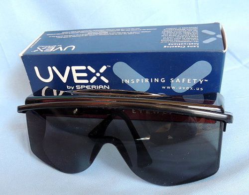 2-NEW Uvex Astro OTG 3001 Safety Glasses-Black Frame Gray Lens With Box
