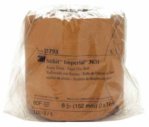 3M Stikit Paper Disc Roll 363I, PSA Attachment, Aluminum Oxide, 6&#034; Diameter, 80