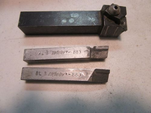 2 CARBOLOY CUTTING TOOLS AL8 BL8 883 AND CUTTING TOOL HOLDER MUST SEE