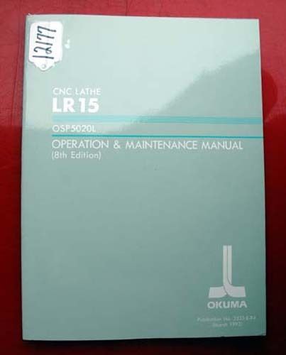 Okuma  lr15 cnc lathe operation &amp; maintenance manual: 3333-e-r4 (inv.12177) for sale