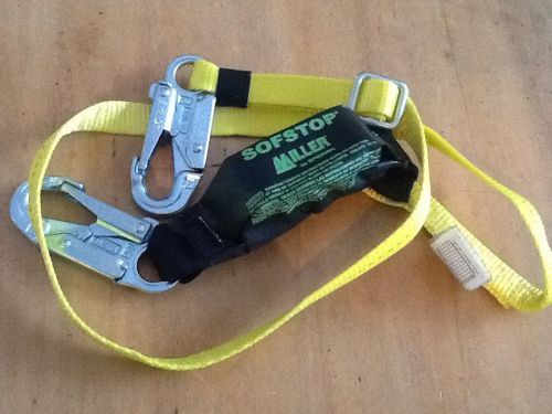 1 NEW MILLER SHOCK ABSORBING SAFETY LANYARD 2 SNAP RINGS SOFTSTOP LANYARD