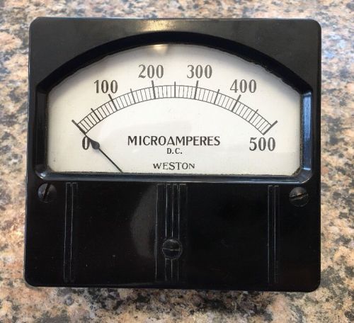 Meter Analog Weston Microamperes 0 to 500DC D.C. Model 961 Vintage
