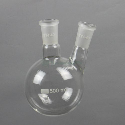 500mL, 24/40 Joint, Round Bottom Flask, 2-neck, Two Neck Lab Glassware