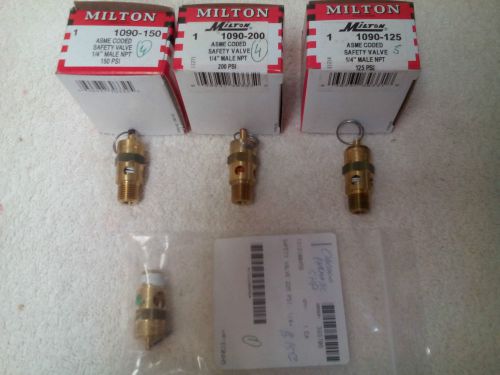 Lot of 14 safety valve milton 1090-125 psi, 1090-150 psi,1090- 200psi,1- cp 225 for sale