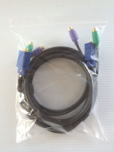 New 5 FT 15 Pin VGA Cable w/Keyboard, Mouse, and Video Cable Connectors