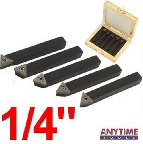 Anytime tools 5 piece 1/4&#034; mini lathe indexable carbide insert tool bit set for sale