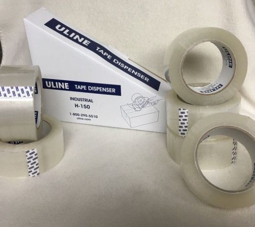 Uline Industrial Packing Tape Dispenser H-150 &amp; 6 Rolls of S-423 Clear Tape