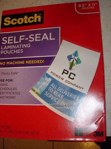 SCOTCH SELF-SEAL LAMINATING POUCHES LS85425G 8.5&#034; X 11&#034; 25 PACK