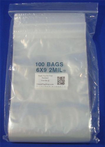 100 ZIP LOCK BAGS 2 MIL CLEAR  6&#034; x 9&#034; Small Poly Bags