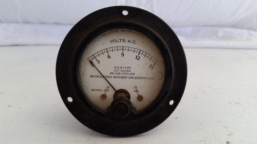 Vintage 15 Volt AC 25-125 cycles USN Navy Meter,Weston Electric Phenolic Case