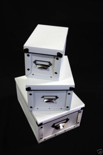 3 sizes S, M, L White Plastic Organizer Box House Storage Documents Boxes Case
