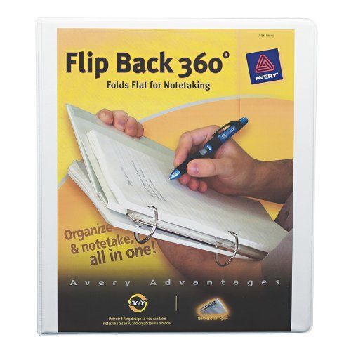 Avery Flip Back 360 Degree Binder with 1 Inch Ring, White, 1 Binder (17560) New