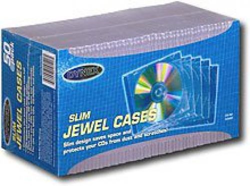 Dynex Clear Slim Jewel CD DVD Disk Cases, 50 Pack